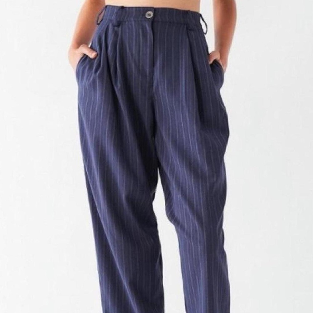 Urban Outfitters navy baggy trouser pinstripe pants